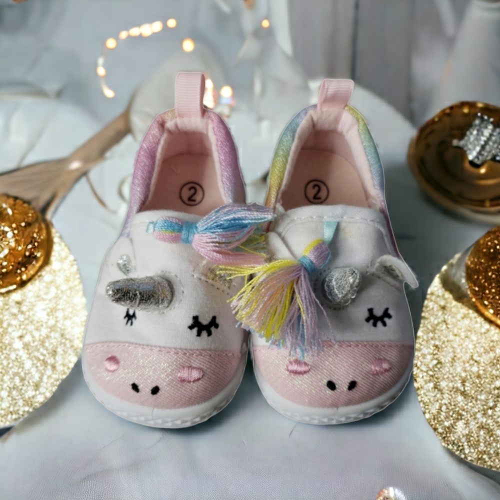 Fancy Magical Rainbow Ombre Glitter Tassels Unicorn Giftable Sneakers size 2